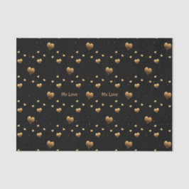Mijn liefde Elegant Gold Hearts op Black Tissuepapier