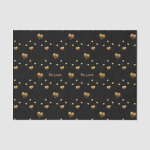 Mijn liefde Elegant Gold Hearts op Black Tissuepapier