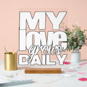 Mijn liefde groeit dagelijks acryl bord (Huwelijk)