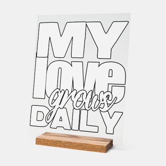 Mijn liefde groeit dagelijks acryl bord (Hoek)