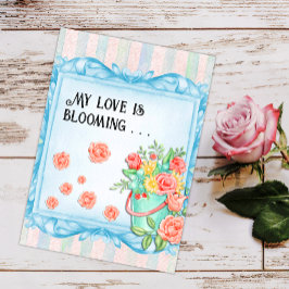 Mijn Liefde is Blooming Rozen Valentijnsdag Feestdagen Kaart