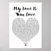 Mijn liefde is jouw liefdeshart song lyric print (Voorkant)