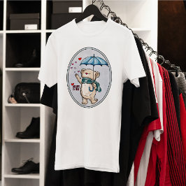 Mijn liefde is waar, winterse Beer met paraplu T-shirt