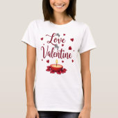 Mijn liefde mijn valentijn rood hart en kaars op w t-shirt (Voorkant)