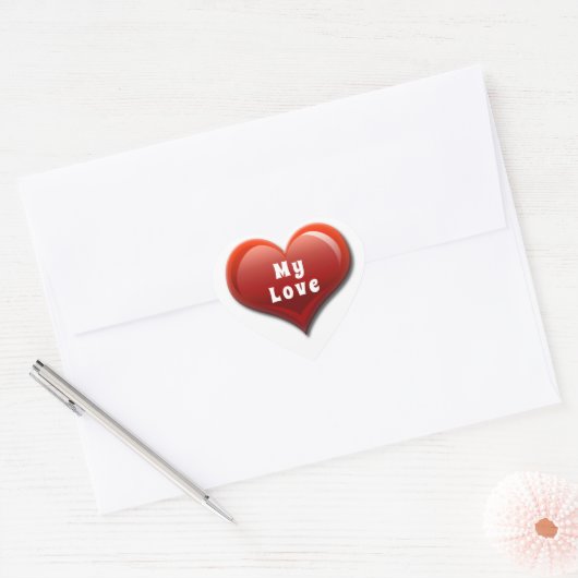 Mijn liefde Modern Red Heart Hart Sticker (Envelop)