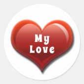 Mijn liefde Modern Red Heart Ronde Sticker (Voorkant)