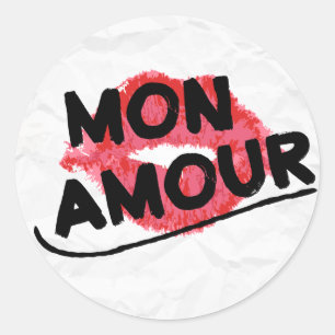 Mijn Liefde Rode Lippenstift Kus Gedecoreerd Ronde Sticker