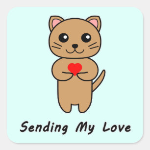Mijn liefde sturen Blauw achtergrond Vierkante Sticker