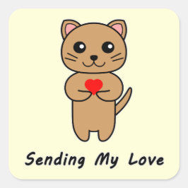 Mijn liefde sturen Gele achtergrond Vierkante Sticker