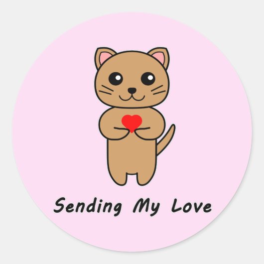Mijn liefde sturen roze achtergrond sticker (Voorkant)