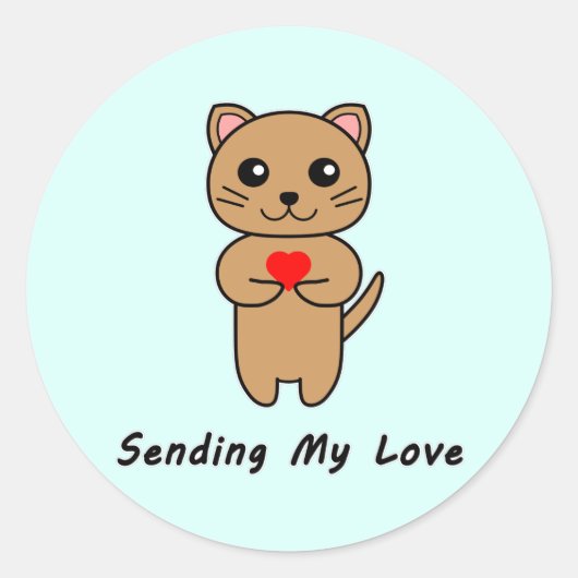 Mijn liefde sturen sticker met blauwe achtergrond (Voorkant)