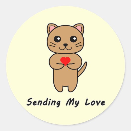 Mijn liefde sturen sticker met gele achtergrond (Voorkant)