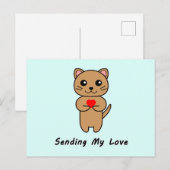 Mijn liefde verzenden - Blauwe achtergrond Briefkaart (Voorkant / Achterkant)