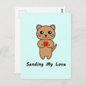 Mijn liefde verzenden - Blauwe achtergrond (vertic Briefkaart (Voorkant / Achterkant)