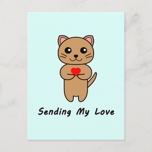 Mijn liefde verzenden - Blauwe achtergrond (vertic Briefkaart (Voorkant)