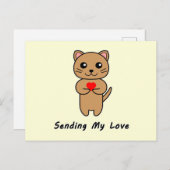 Mijn liefde verzenden - Gele achtergrond Briefkaart (Voorkant / Achterkant)