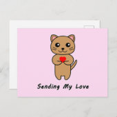 Mijn liefde verzenden - Roze achtergrond Briefkaart (Voorkant / Achterkant)