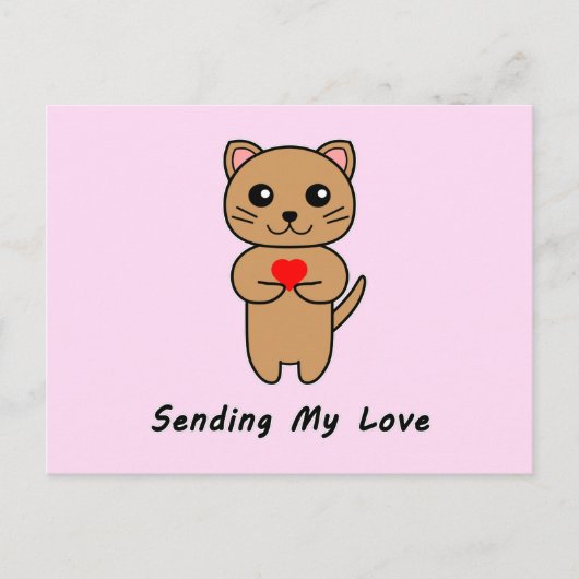 Mijn liefde verzenden - Roze achtergrond Briefkaart (Voorkant)