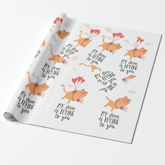 Mijn liefde vliegt naar jou cadeaupapier (Uitgerold)