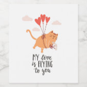 Mijn liefde vliegt naar jou wijn etiket (Enkel label)