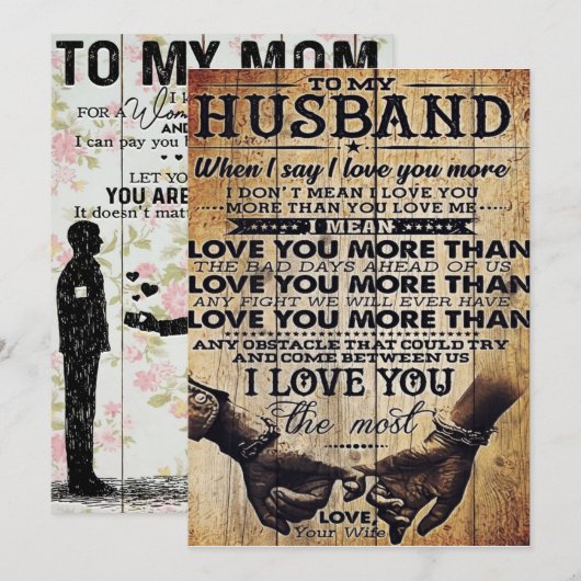 Mijn liefde voor mijn man | Cute Quottes Gift | Feestdagenkaart (Voorkant / Achterkant)