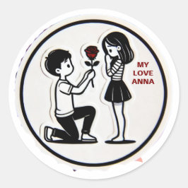 Mijn liefde voor romantische naam ronde sticker
