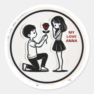 Mijn liefde voor romantische naam ronde sticker