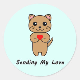 Mijn liefdesblauwe achtergrond-Sticker verzenden Ronde Sticker