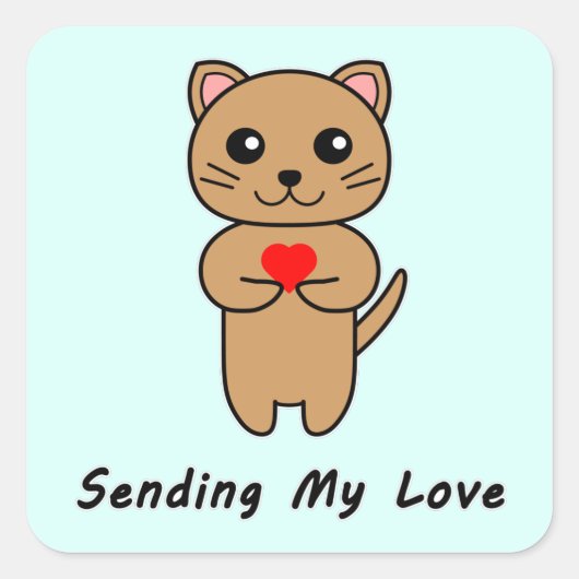 Mijn liefdesblauwe achtergrond verzenden vierkante sticker (Voorkant)