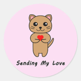 Mijn liefdesroze achtergrond-Sticker verzenden Ronde Sticker