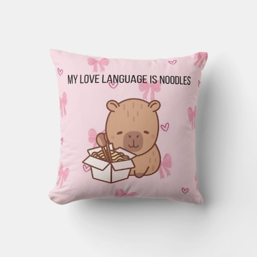 Mijn liefdestaal is noedels | Kawaii Capybara Deco Kussen (Voorkant)