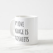 Mijn liefdestaal is spreadsheets Grappige accounta Koffiemok (Voorkant links)