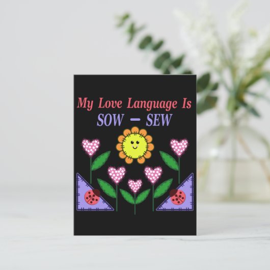 Mijn liefdestaal is Zaauw - Naaien Briefkaart (Staand voorkant)