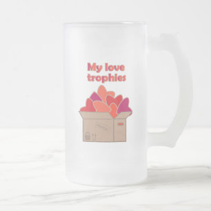 Mijn liefdestrofeeën in doos vol Valentijnse harte Matglas Bierpul