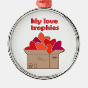 Mijn liefdestrofeeën in doos vol Valentijnse harte Metalen Ornament