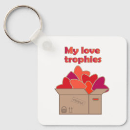 Mijn liefdestrofeeën in doos vol Valentijnse harte Sleutelhanger