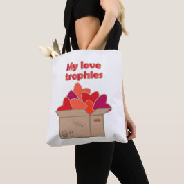 Mijn liefdestrofeeën in doos vol Valentijnse harte Tote Bag
