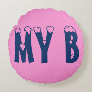 Mijn liefdevolle Baby roze prinses Monogram Design Rond Kussen