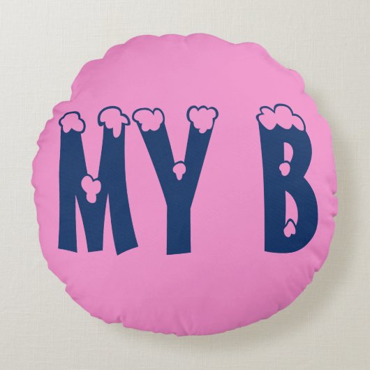 Mijn liefdevolle Baby roze prinses Monogram Design Rond Kussen (Voorkant)