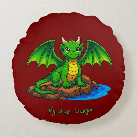 Mijn lieve draak rond kussen (Voorkant)