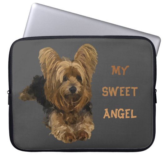 Mijn lieve engel Yorkshire Terrier Laptop Hoesje Sleeve (Voorkant)