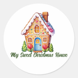 Mijn lieve kerst peperkoek huis gepersonaliseerd ronde sticker