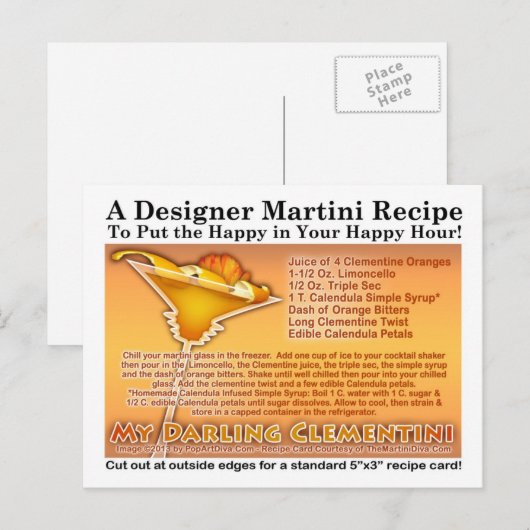 Mijn lieveling Clementini Martini Recept Briefkaar Briefkaart (Voorkant / Achterkant)