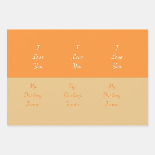 Mijn lieveling Ik hou van je Elegant Script Sinaas Inpakpapier Vel (Voorkant 3)