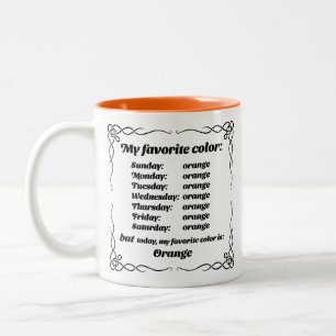 Mijn lievelingskleur is sinaasappel tweekleurige koffiemok