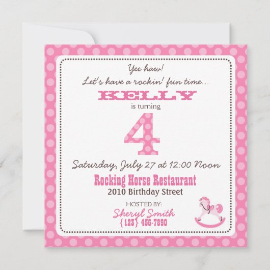 Mijn Little Pony Invitation Square 4 Kaart (Achterkant)