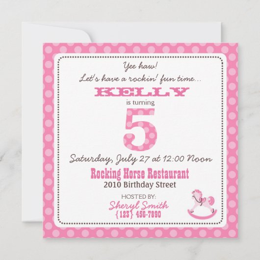 Mijn Little Pony Invitation Square 5 Kaart (Achterkant)