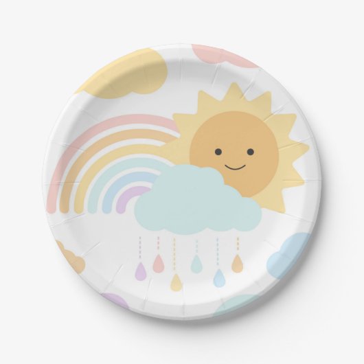 Mijn Little Sunshine Rainbows & Clouds Party Bord (Voorkant)