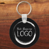 Mijn Logo op een ronde zwarte Sleutelhanger (Achterkant)