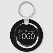 Mijn Logo op een ronde zwarte Sleutelhanger (Achterkant)